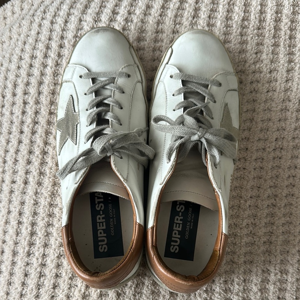 Golden Goose Super Star White and Gray Sneakers